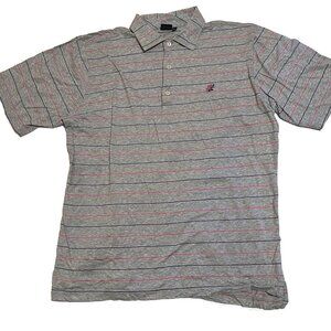 Fairway & Greene Polo Shirt Mens XL Golf Gray Striped Short Sleeve Cotton Casual